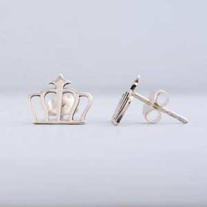 Sterling Silver Crown Stud Earrings: Queen Jewelry