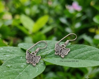Butterfly Earrings, Silver Butterfly Dangle Earrings, Nature Jewelry, Boho Earrings, Gift for Her