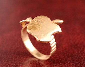 14k Gold Filled Apple Ring: Brass Statement Ring
