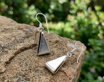 Silver Triangle Earrings, Geometric Dangle Earrings, Minimalist Boho Jewelry, Gift for Her