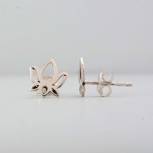 Lotus Sterling Silver Stud Earrings: Dainty 925 Silver Jewelry