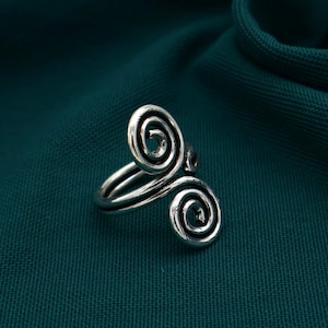 Spiral Adjustable Silver Ring – Handmade Tribal Statement Jewelry