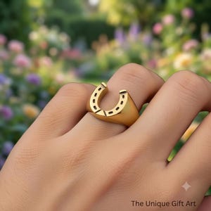 18K Gold Plated Horseshoe Ring: Good Luck Brass Ring