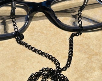 Cadena para gafas de hierro negro hecha a mano: Cordón para gafas