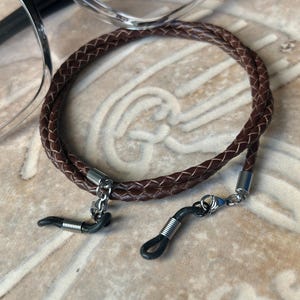 Braided Cowhide Leather Glasses Lanyard - 3mm Eyeglass Chain