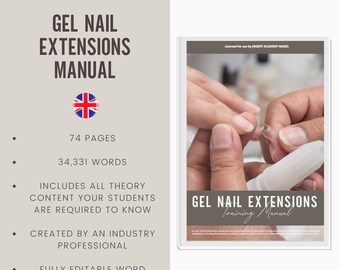 UV Gel Nail Extensions Digital Editable Training Manual Guide | Beauty Training Resources | Gel Nail Extension Manual for Training Academies