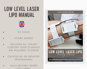 Low Level Laser Lipo Digital Editable Training Manual Guide UK | Beauty Training Resources | Laser Lipo Manual for Training Academies