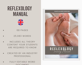 Reflexologie Digital bearbeitbares Trainings-Handbuch Guide UK | Beauty Training Ressourcen | Reflexzonen-Handbuch für die Trainingsakademie