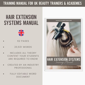 All Systems Hair Extension Digital Editable Training Manual Guide | Beauty Training Resources | Hair Extension Manual for Training Academy