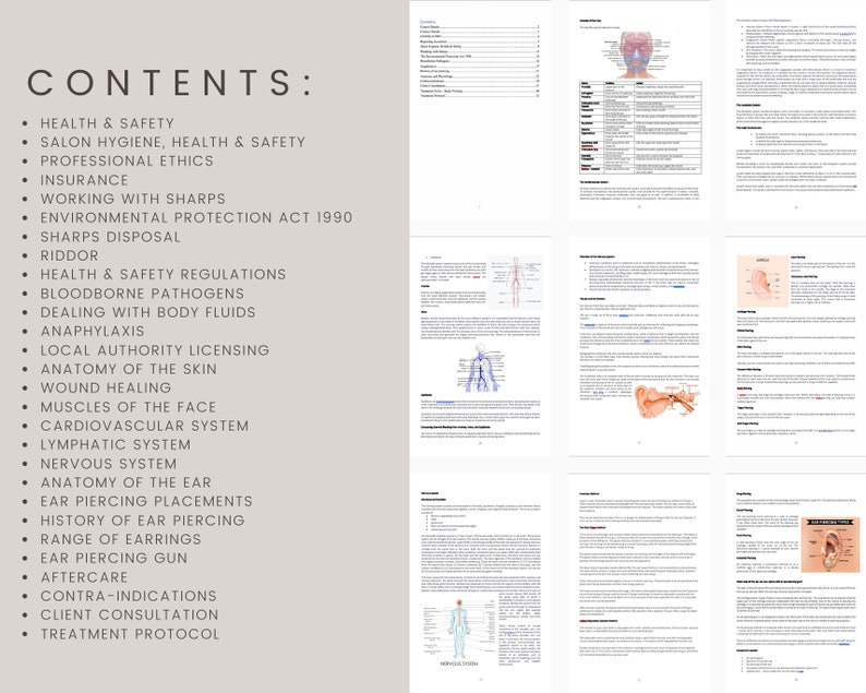 Ear Piercing Digital Editable Training Manual Guide UK Beauty Training Resources UK Ear Piercing