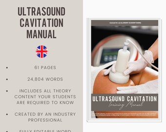 Ultraschall Kavitation Digital bearbeitbares Trainings Handbuch Anleitung | Beauty Training Ressourcen | Body Contouring Handbuch für Trainings-Akademien