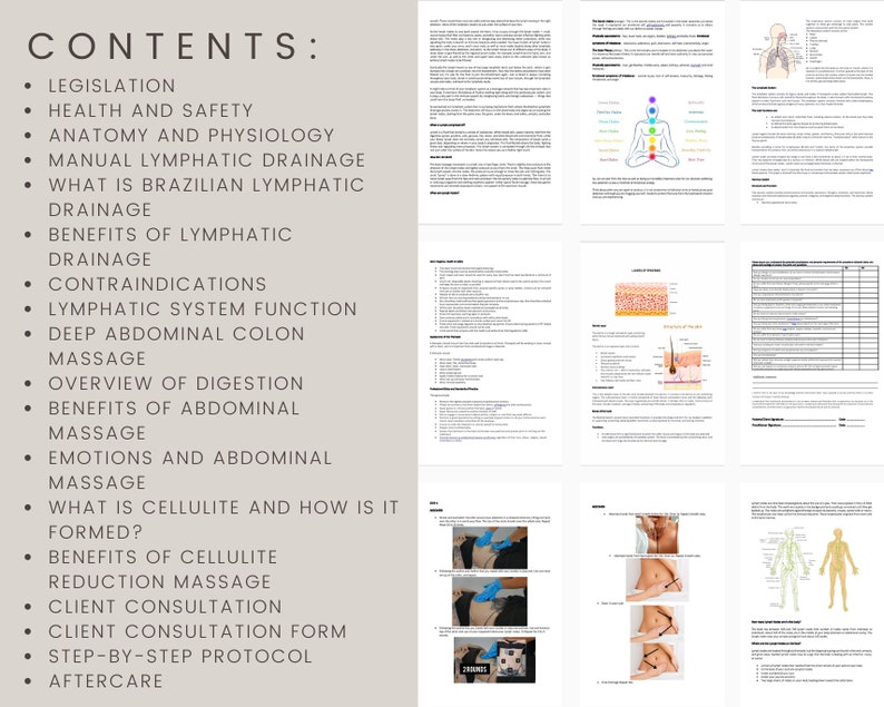 Brazilian Lymphatic Drainage Massage Digital Editable Training Manual