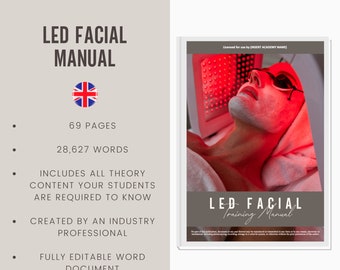 LED Facial Digital Editable Training Manual Guide UK | Beauty Training Resources | LED Light Therapy Manual for Training Academies