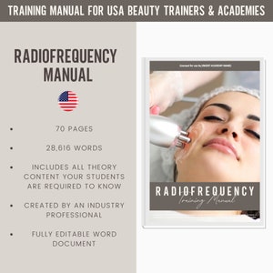 Radiofrequentie huidverjonging en centimeterverlies Digitale bewerkbare trainingshandleiding UK | Hulpmiddelen voor schoonheidstrainingen | Voor Opleidingsacademie