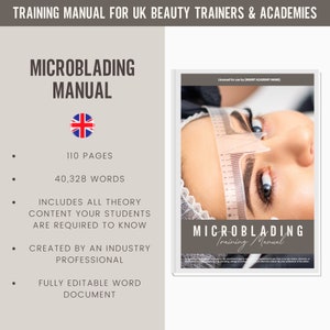 Microblading Digital Editable Training Manual Guide UK | Beauty Training Resources | SPMU Manual for Training Academies