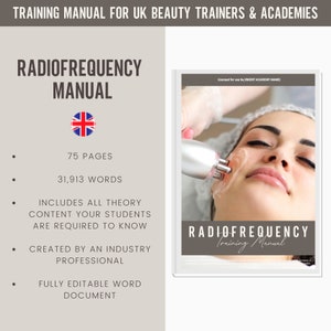 Radiofrequentie huidverjonging en centimeterverlies Digitale bewerkbare trainingshandleiding UK | Hulpmiddelen voor schoonheidstrainingen | Voor Opleidingsacademie