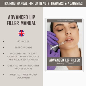 Advanced Lip Filler Techniques Digital Editable Training Manual Guide | Beauty Training Resources | Lip Filler Manual for Training Academies