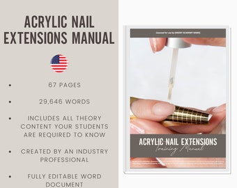 Acrylic Overlay Nail Extensions Digital Editable Training Manual Guide | Beauty Training Resources | Acrylic Nail Extension Training Manual
