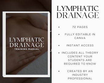 Brazilian Lymphatic Drainage Massage Editable Canva Training Manual Guide UK | Beauty Training Resources | Drainage Massage Manual