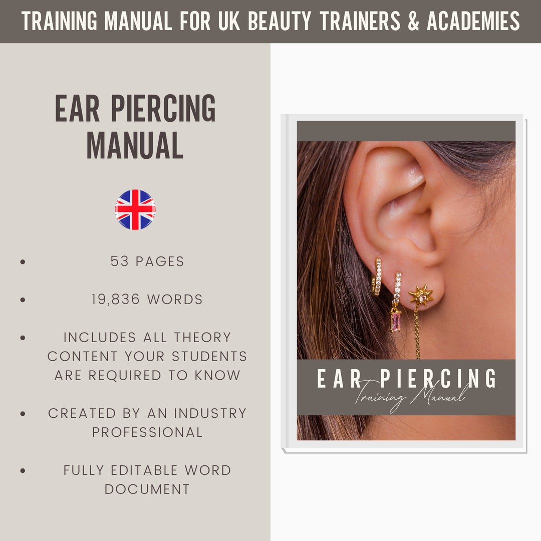 Ear Piercing Digital Editable Training Manual Guide UK Beauty Training