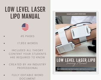 Low Level Laser Lipo Digital Editable Training Manual Guide USA | Beauty Training Resources | Laser Lipo Manual for Training Academies