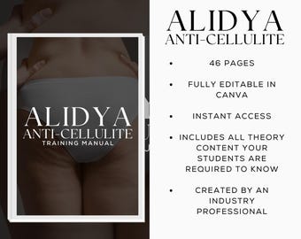 Alidya Anti-Cellulite Editable Canva Training Manual Guide | Beauty Training Resources | Alidya Anti-Cellulite Manual for Academies