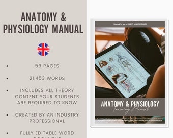 Anatomy & Physiology Digital Editable Training Manual Guide UK | Beauty Training Resources | Anatomy and Physiology Manual for Teaching