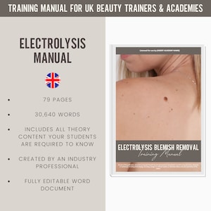 Advanced Electrolysis Blemish Removal Digital Editable Training Manual Guide | Beauty Training Resources | Electrolysis Manual for Academies