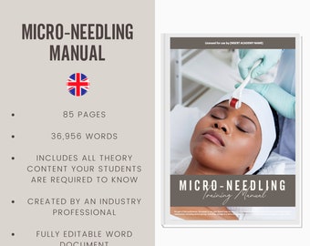 Micro-Needling Digital Editable Training Manual Guide UK | Beauty Training Ressourcen | Skin-Needling-Handbuch für Trainingsakademien