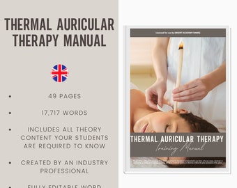 Ear Candle Digital Editable Training Manual Guide | Beauty Training Resources | Thermal Auricular Therapy Manual for Training Academies