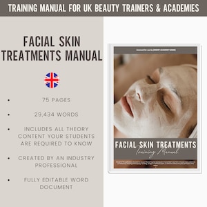 Facial Skin Treatments Digital Editable Training Manual Guide UK | Beauty Training Resources | Facial Manual for Training Academies