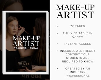 Make-Up Artist Digital Editable Canva Training Manual Guide UK | Beauty Training Resources | Make-Up Manual for Training Academies