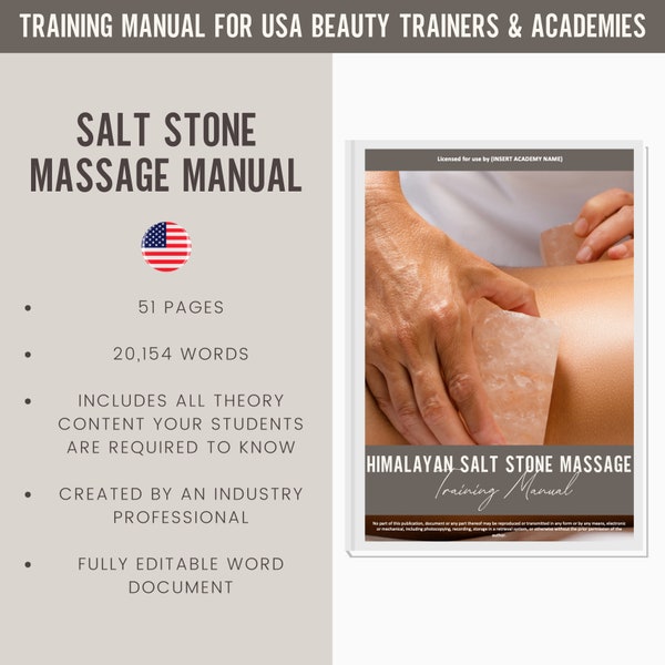 Himalayan Salt Stone Massage Digital Editable Training Manual Guide | Beauty Training | Hot Salt Stone Massage Manual for Training Academies