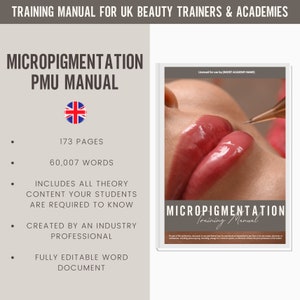 Micropigmentation Digital Editable Training Manual Guide UK | Beauty Training Resources | SPMU Manual for Training Academies