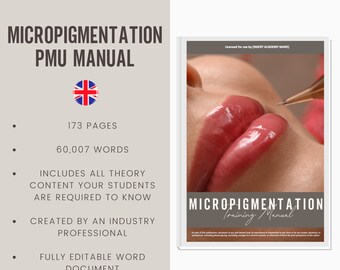 Micropigmentation Digital Editable Training Manual Guide UK | Beauty Training Resources | SPMU Manual for Training Academies