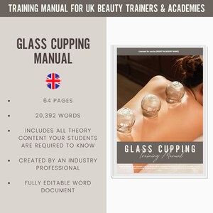 Glass Cupping Digital Editable Training Manual Guide UK | Beauty Training Resources | Fire Cupping Manual for Training Academies