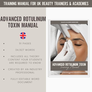 Advanced Botulinum Toxin Digital Editable Training Manual Guide | Aesthetic Training Resources | Botulinum Toxin Manual for Academies