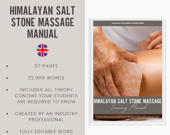 Himalayan Salt Stone Massage Digital Editable Training Manual Guide | Beauty Training | Hot Salt Stone Massage Manual for Training Academies