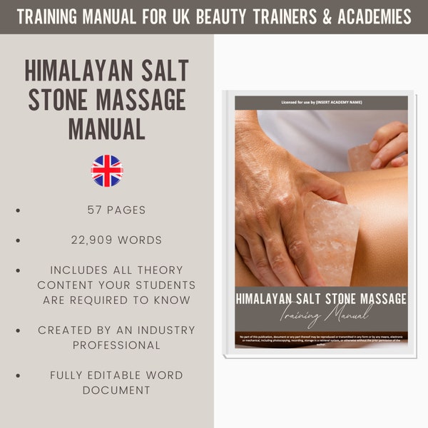 Himalayan Salt Stone Massage Digital Editable Training Manual Guide | Beauty Training | Hot Salt Stone Massage Manual for Training Academies