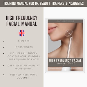 High Frequency Facial Digital Editable Training Manual Guide UK | Beauty Training | High Frequency Facial Manual for Training Academies
