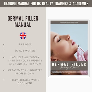 Digital redigerbar utbildningsmanual för Dermal Filler i Storbritannien | Resurser för skönhetsutbildning | Manual för Foundation Dermal Filler för utbildningsakademier