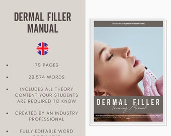 Dermal Filler Digital Editable Training Manual Guide UK | Beauty Training Resources | Foundation Dermal Filler Manual for Training Academies