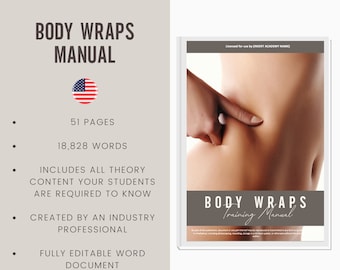 Body Wraps Digital Editable Training Manual Guide USA | Beauty Training Resources | Inch-Loss Wrap Manual for USA Training Academies