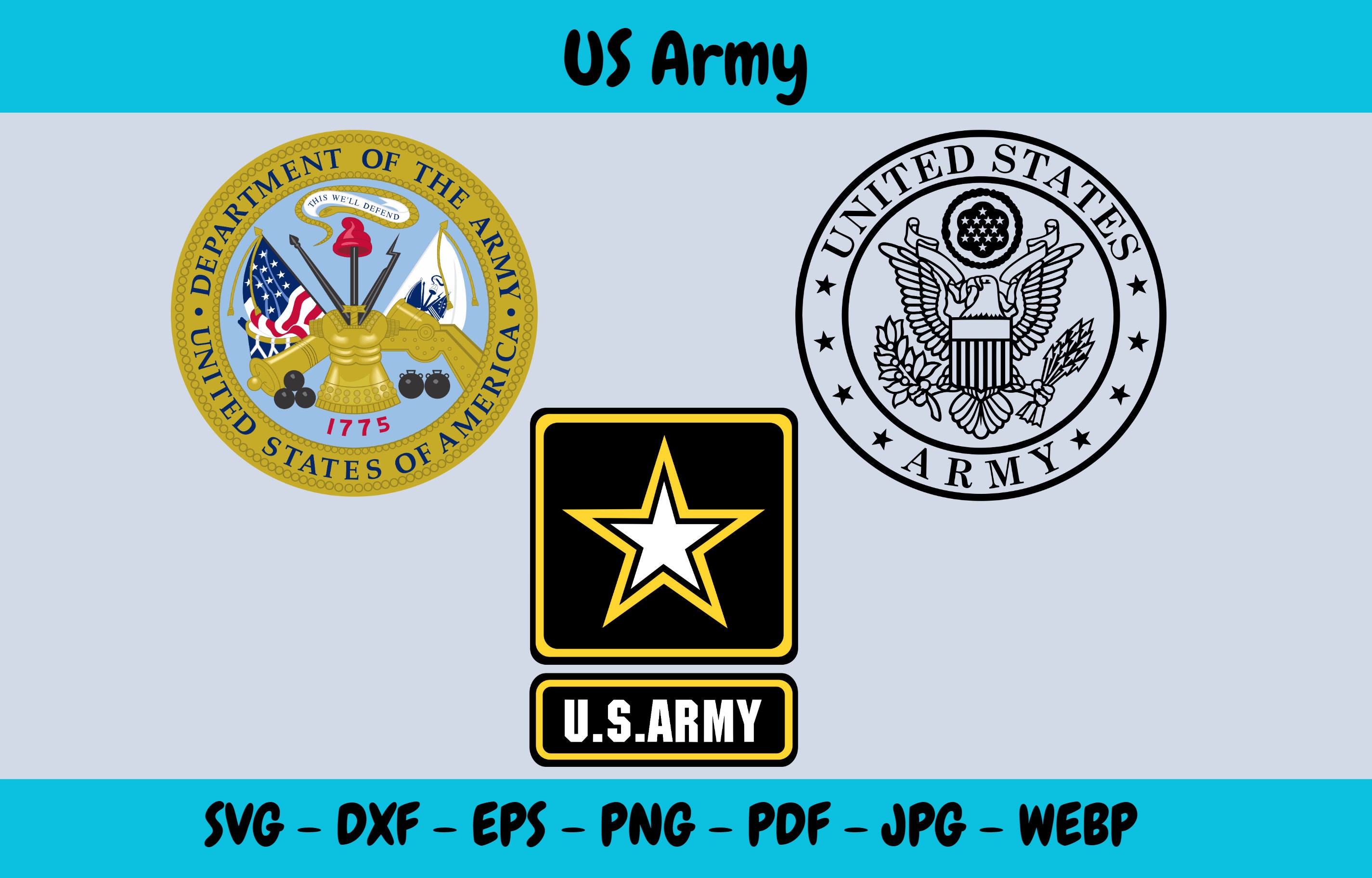 US Army Vector Svg Eps Dxf Png High Res Jpg Pdf Webp Etsy Finland