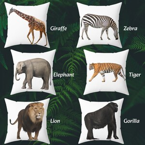 Jungle Animal Pillow Toddler Montessori Kids Room Decor Jungle Nursery Decor Pillow Safari Nursery Decor Elephant Wild One Birthday Gift