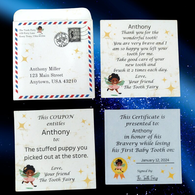 PRINTABLE Tooth Fairy Letter From Tooth Fairy Note Tooth Fairy Receipt ...