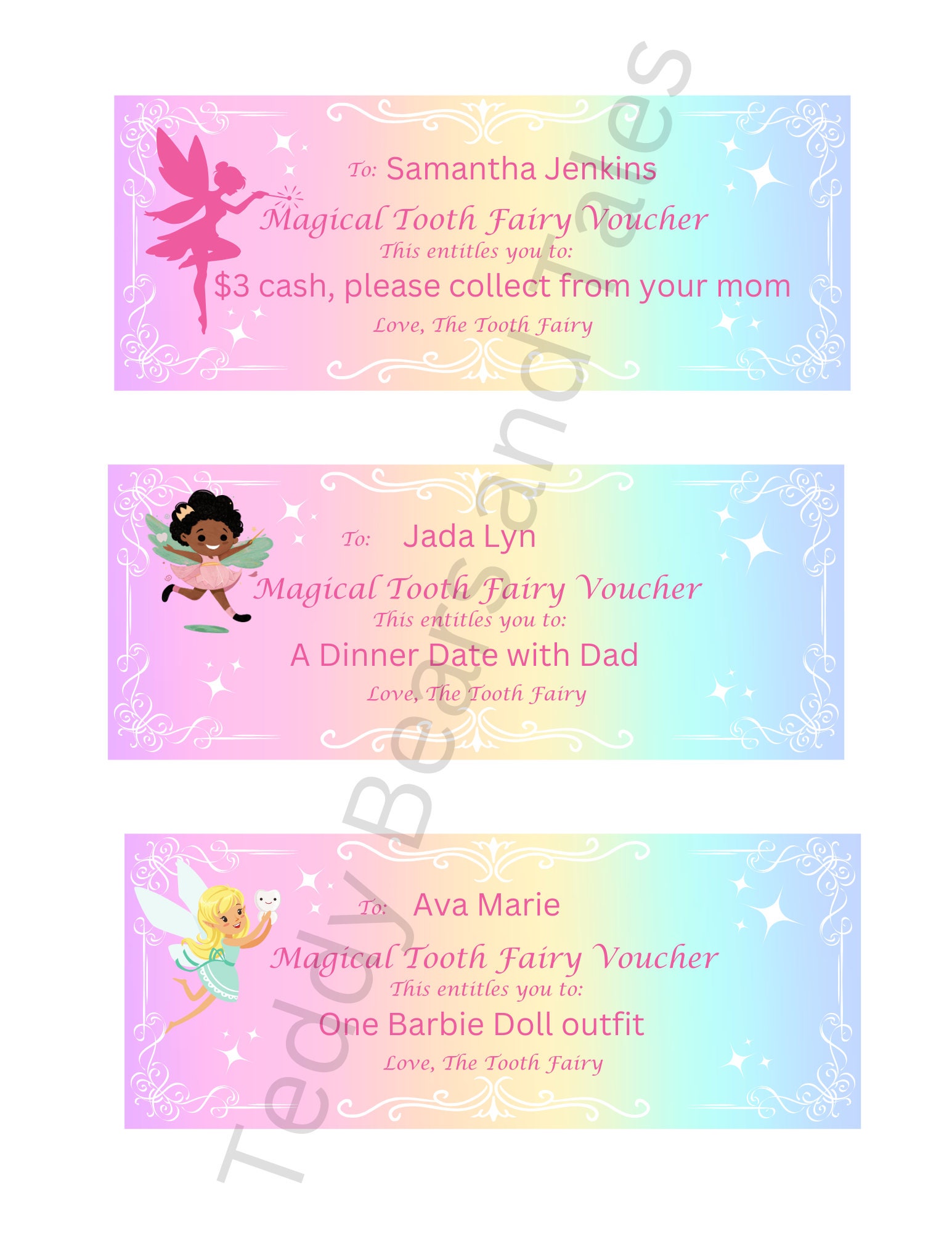 PRINTABLE Tooth Fairy Note Voucher or Coupon From Tooth Fairy Letter