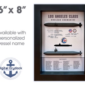 Los Angeles Class Submarine Memorial Display Shadow Box, 6&quot; x 8&quot;, Black, 688