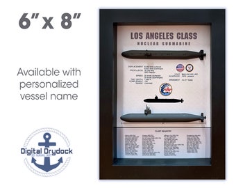 Los Angeles Class Submarine Memorial Display Shadow Box, 6&quot; x 8&quot;, Black, 688