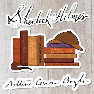 Sherlock Holmes Book Shelf Set, Durable & Glossy Stickers for Book Lovers, Waterproof, for Water Bottles, Laptops, Notebooks and More